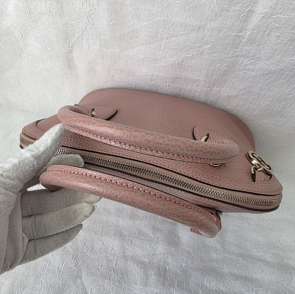Auth Gucci GG Dollar Dome Calfskin Satchel Handbag - Picture 7 of 11
